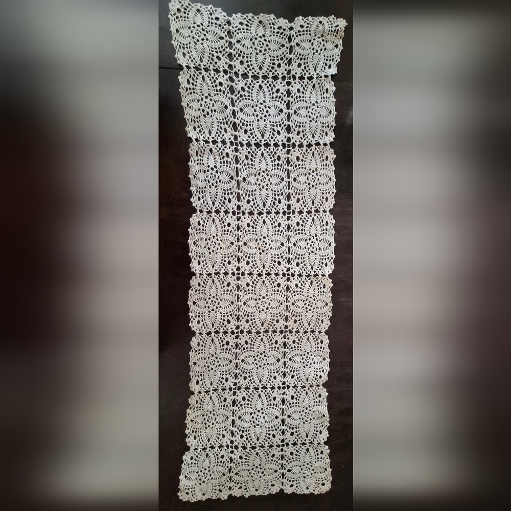 Elegant Cream Crochet Table Runner